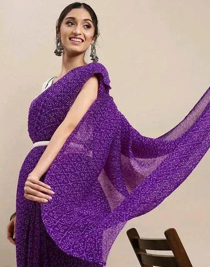 Purple Bandhani Pleated Saree | Sudathi