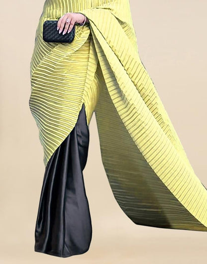 Light Yellow Plain Silk Saree