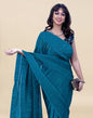 Teal Blue Plain Polyester Saree