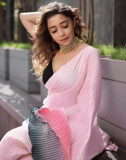 Pink Pleated Saree | Leemboodi