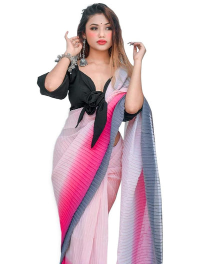 Pink Pleated Saree | Leemboodi