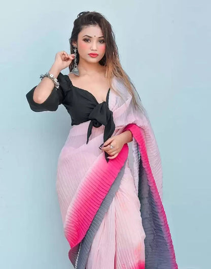 Pink Pleated Saree | Leemboodi