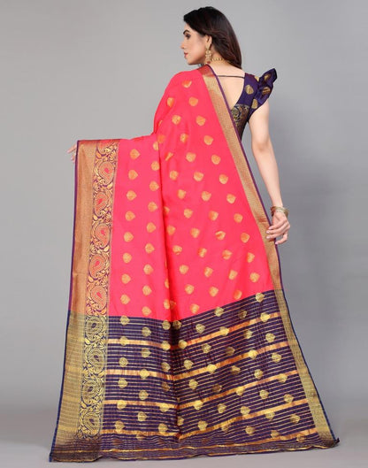 Coral Pink Banarasi Silk Banarasi Saree | Leemboodi