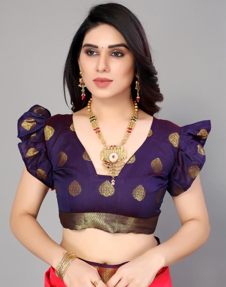 Coral Pink Banarasi Silk Banarasi Saree | Leemboodi