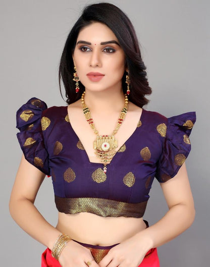 Coral Pink Banarasi Silk Banarasi Saree | Leemboodi