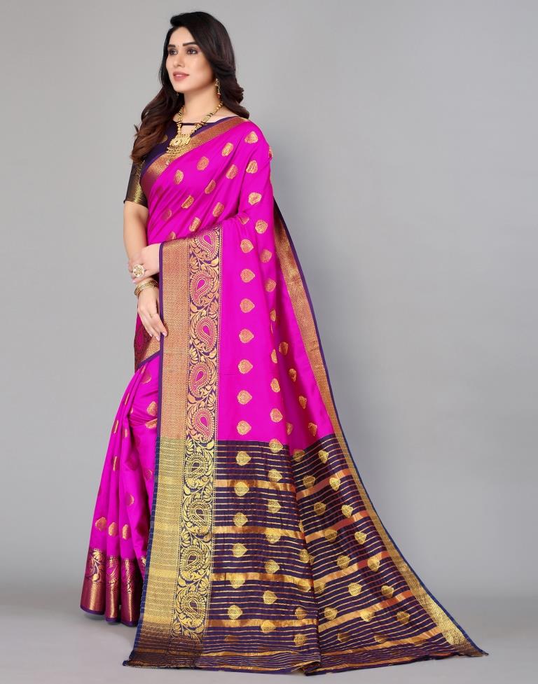 Hot Pink Banarasi Silk Saree | Sudathi