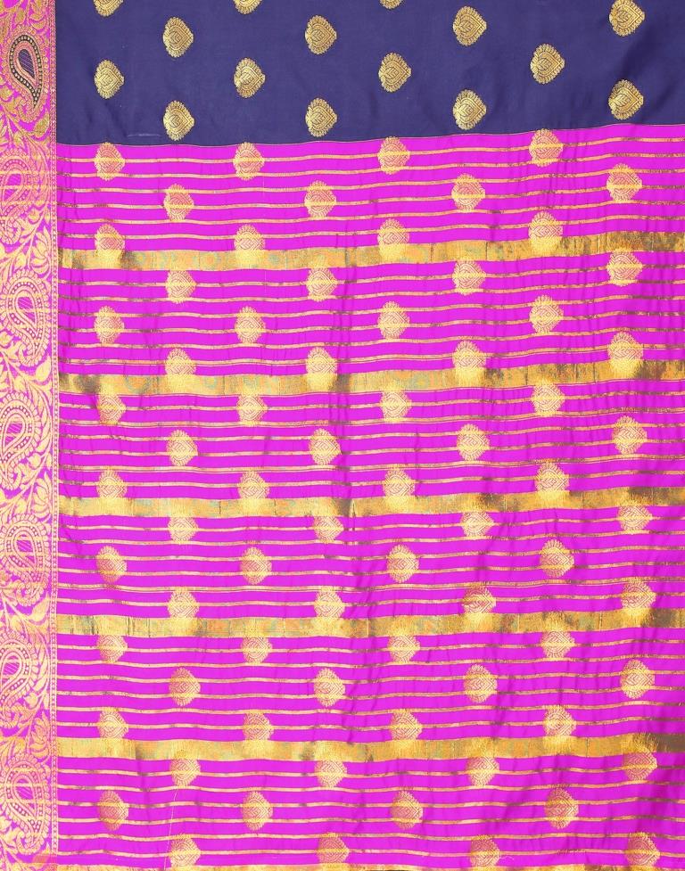 Navy Blue Banarasi Silk Saree | Leemboodi