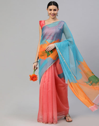 Multicoloured Organza Saree | Leemboodi