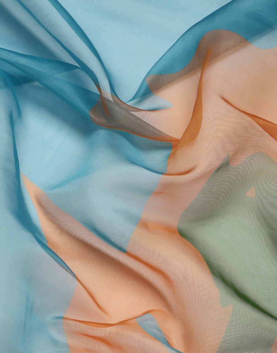 Multicoloured Organza Saree | Leemboodi