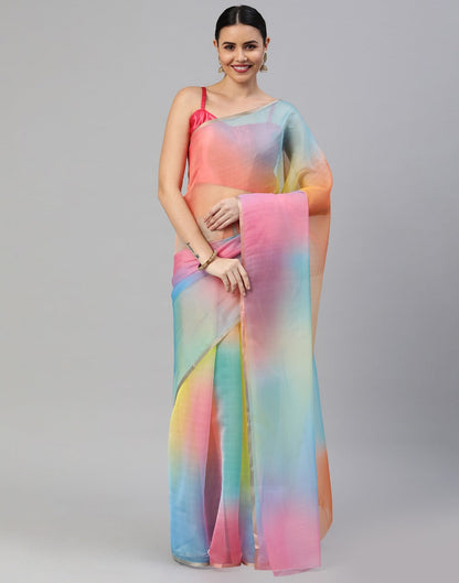 Multicoloured Organza Saree | Sudathi