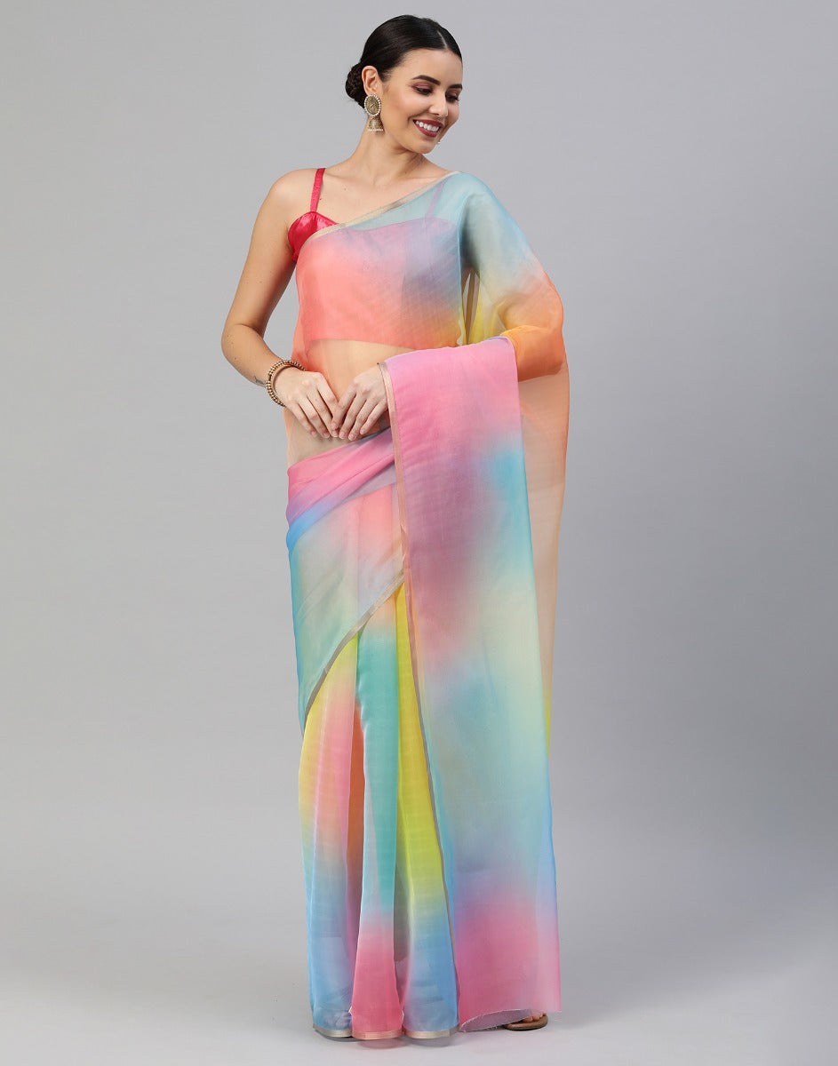 Multicoloured Organza Saree | Sudathi