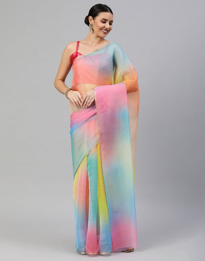 Multicoloured Organza Saree | Sudathi
