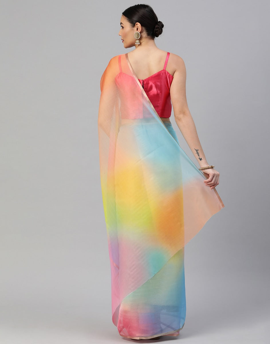 Multicoloured Organza Saree | Sudathi