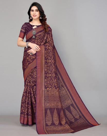 Wine Silk Printed Saree | Leemboodi