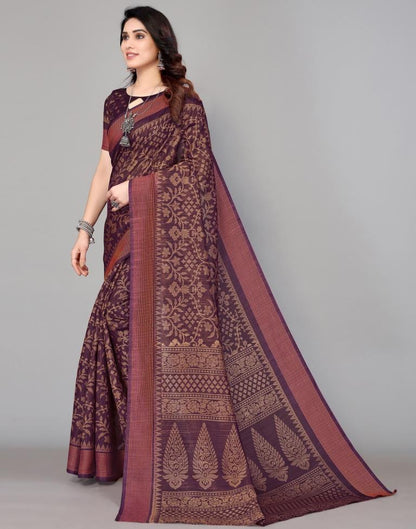 Wine Silk Printed Saree | Leemboodi