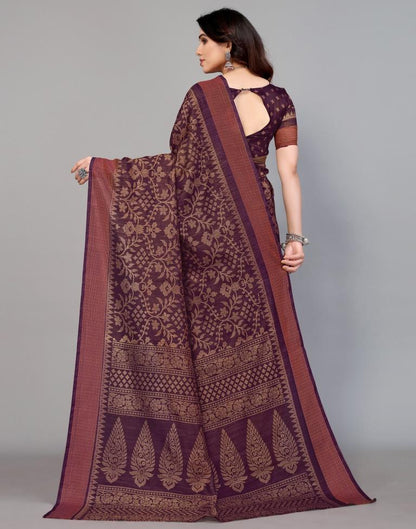 Wine Silk Printed Saree | Leemboodi