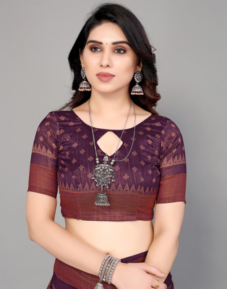 Wine Silk Printed Saree | Leemboodi