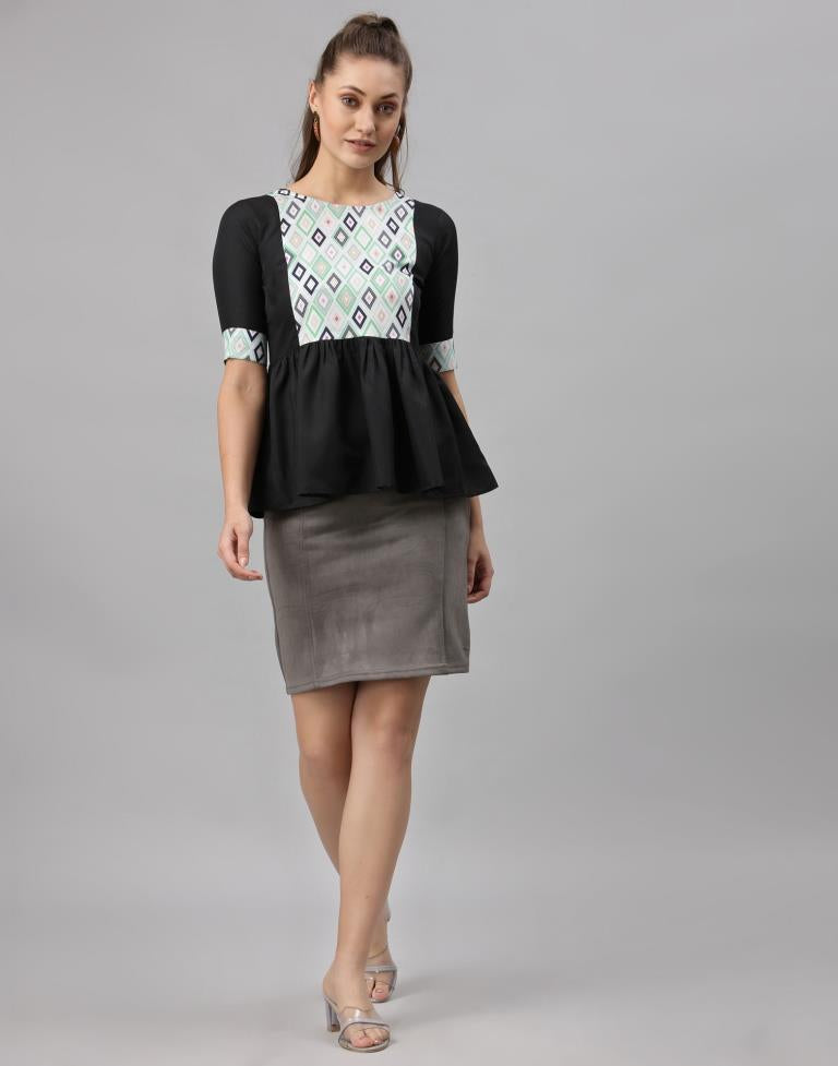 Black Digital Printed Top | Sudathi