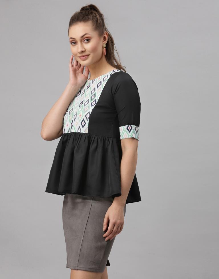 Black Digital Printed Top | Sudathi