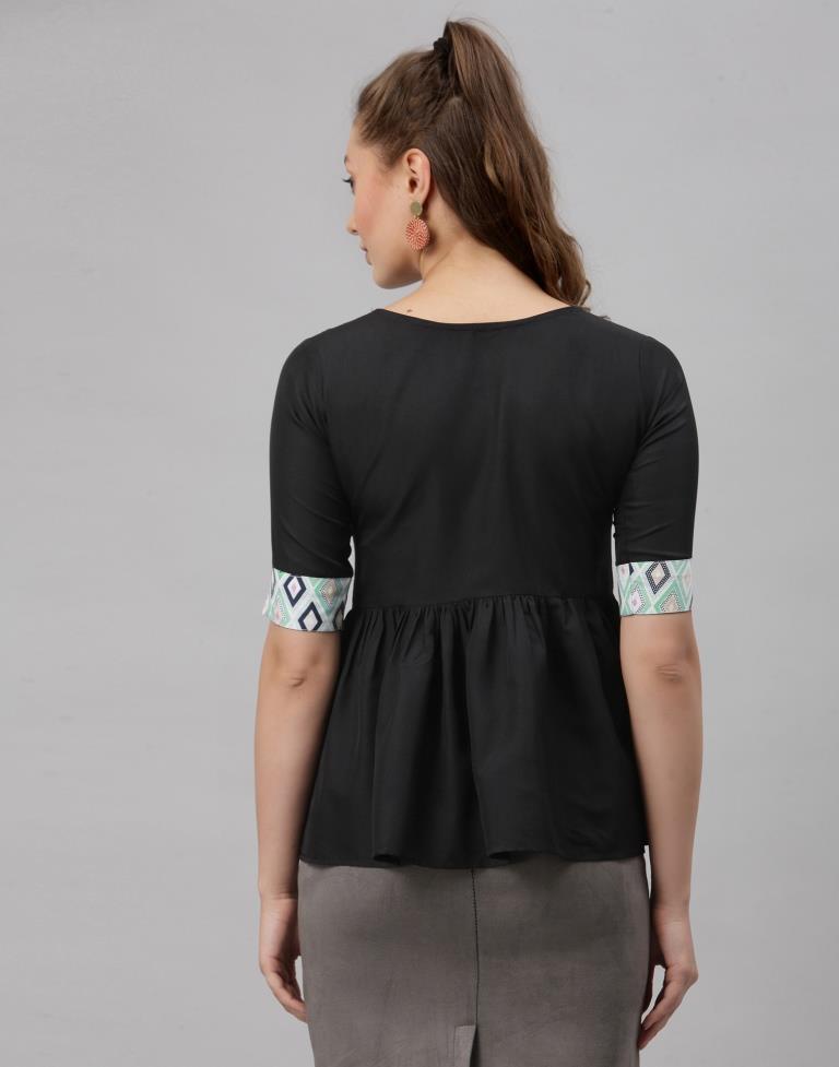 Black Digital Printed Top | Sudathi