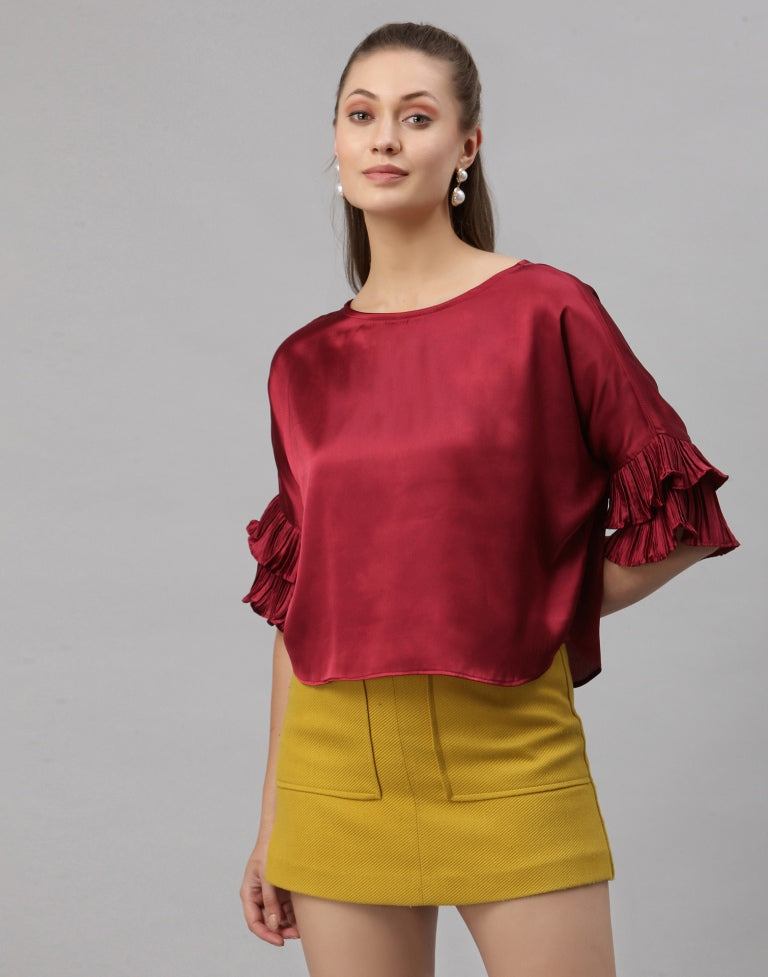 Maroon Box Fit Top | Sudathi