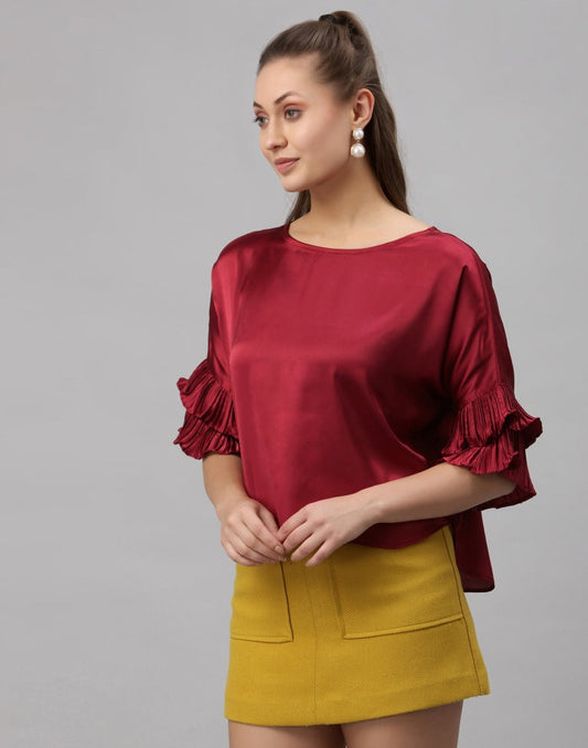 Maroon Box Fit Top | Sudathi