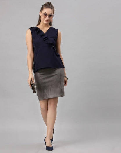 Navy Blue Ruffled Top | Sudathi