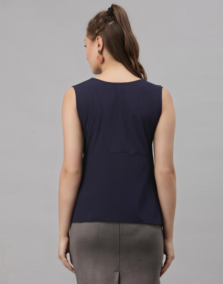 Navy Blue Ruffled Top | Sudathi