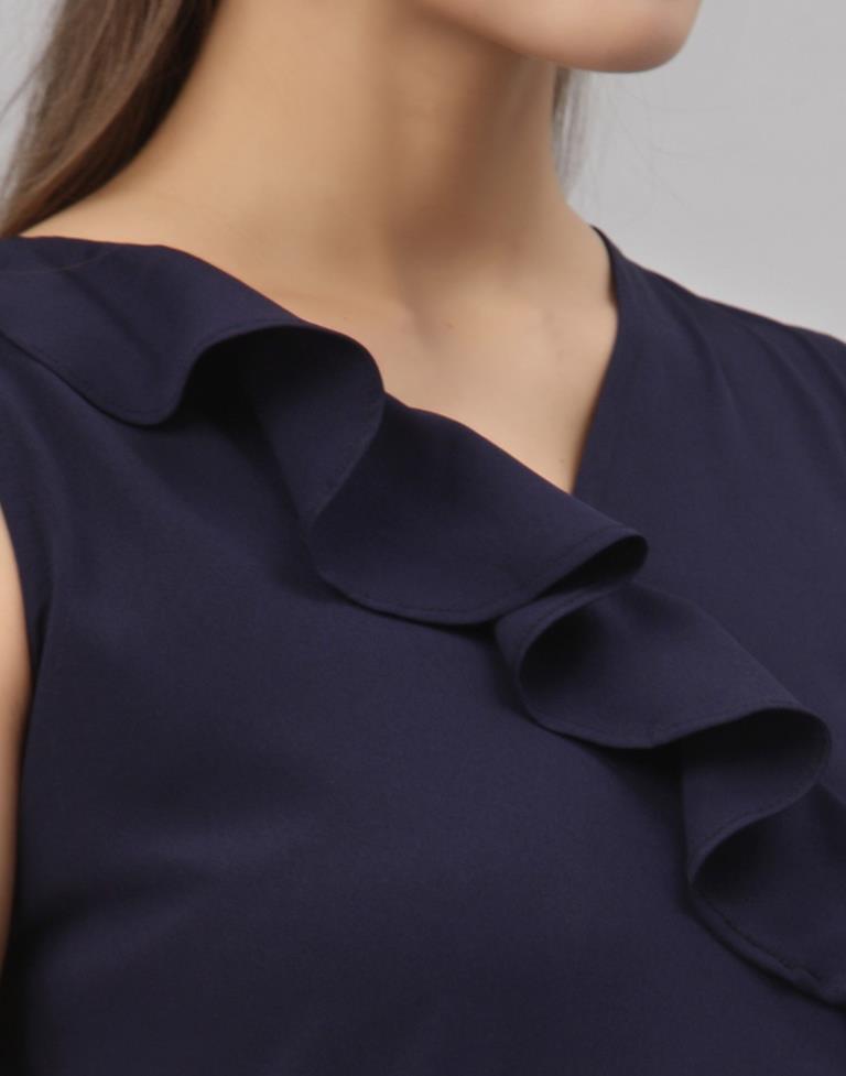 Navy Blue Ruffled Top | Sudathi