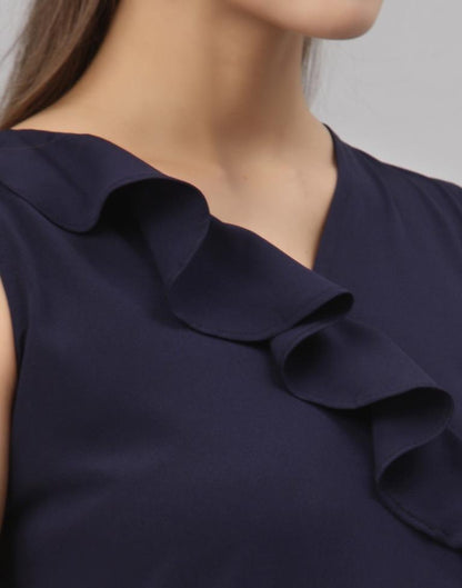 Navy Blue Ruffled Top | Sudathi