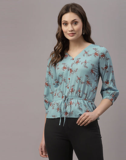 Sky Blue Printed Top | Sudathi