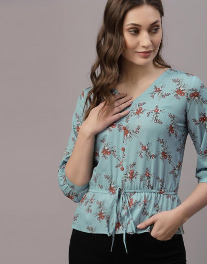 Sky Blue Printed Top | Sudathi