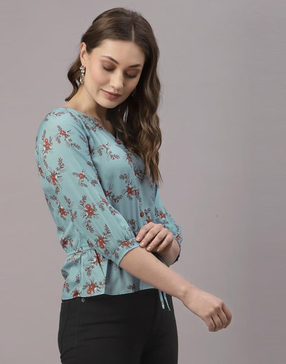 Sky Blue Printed Top | Sudathi