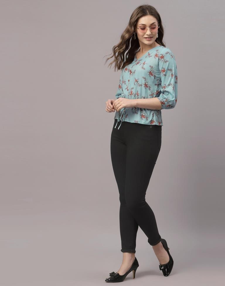 Sky Blue Printed Top | Sudathi