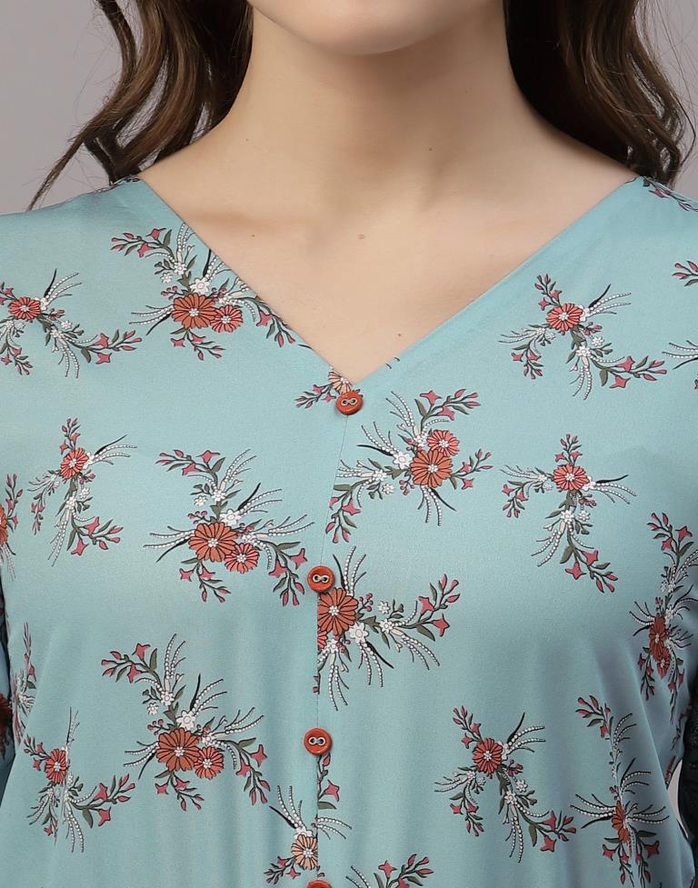 Sky Blue Printed Top | Sudathi