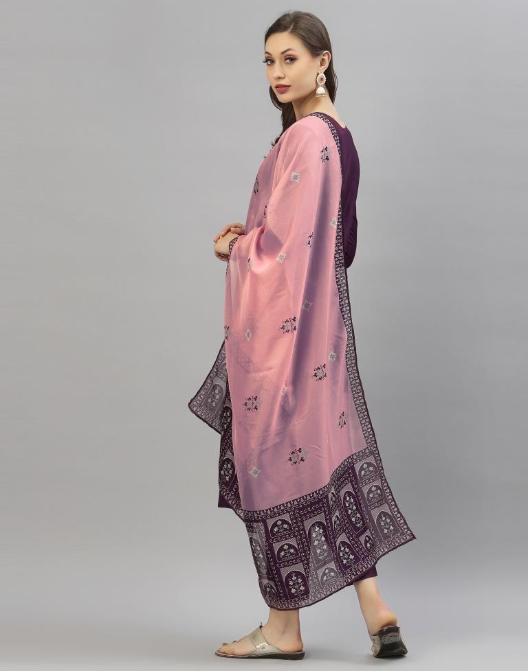 Purple Kurti With Pant And Dupatta | Leemboodi