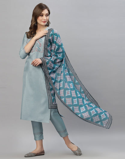 Grey Kurti With Pant And Dupatta | Leemboodi