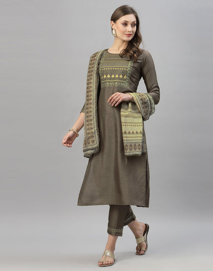 Coffee Brown Kurti With Pant And Dupatta | Leemboodi