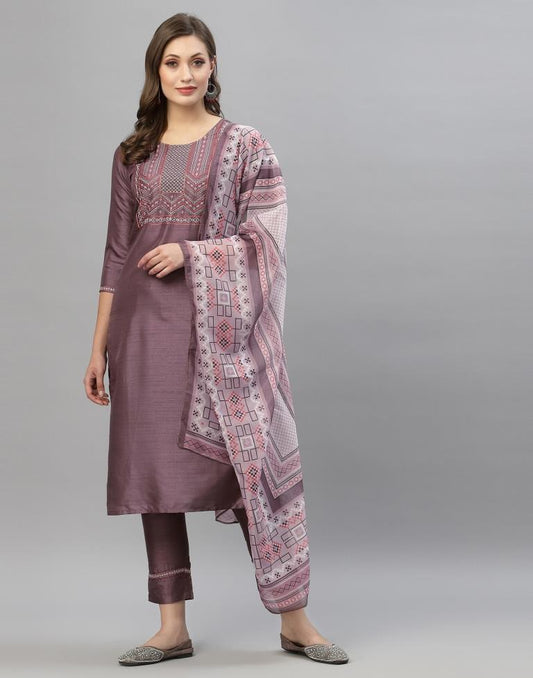 Light Wine Kurti With Pant And Dupatta | Leemboodi