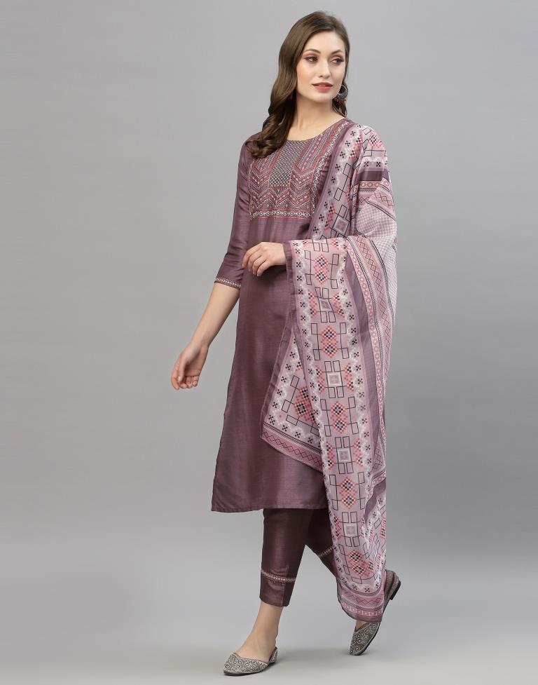Light Wine Kurti With Pant And Dupatta | Leemboodi