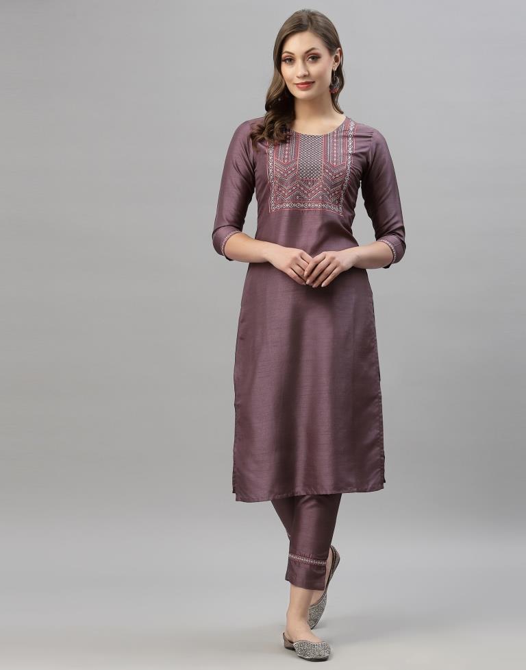 Light Wine Kurti With Pant And Dupatta | Leemboodi