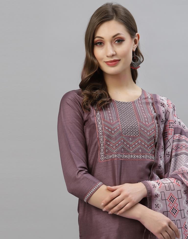 Light Wine Kurti With Pant And Dupatta | Leemboodi