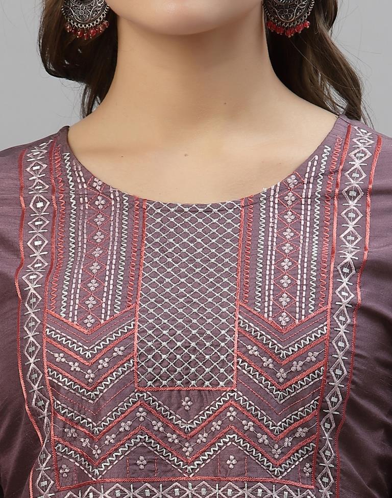 Light Wine Kurti With Pant And Dupatta | Leemboodi