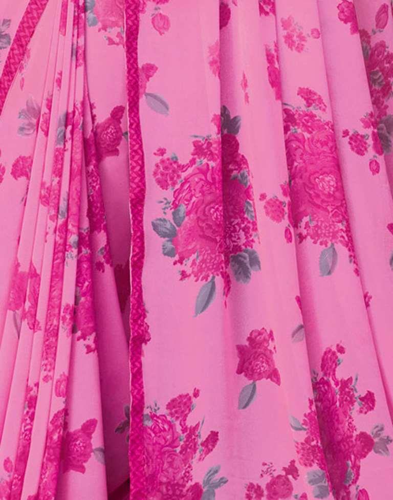 Pink Floral Printed Saree | Leemboodi