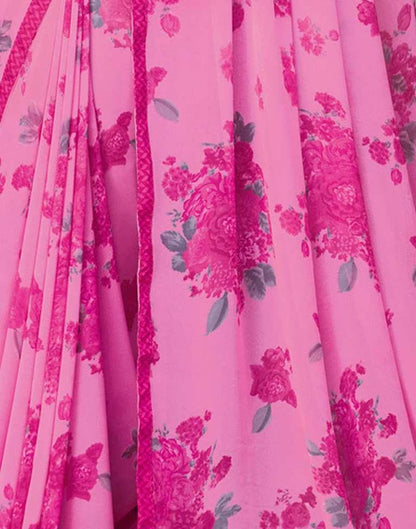 Pink Floral Printed Saree | Leemboodi