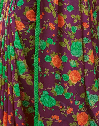 Purple Floral Printed Saree | Leemboodi