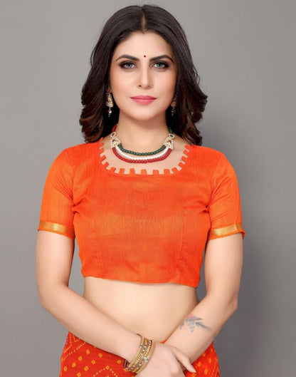 Orange Bandhani Printed Saree | Sudathi