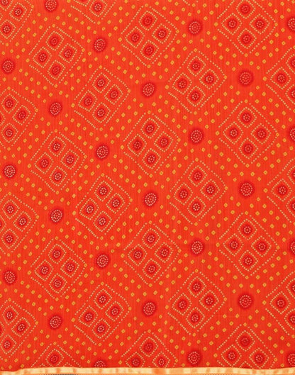Orange Bandhani Printed Saree | Sudathi