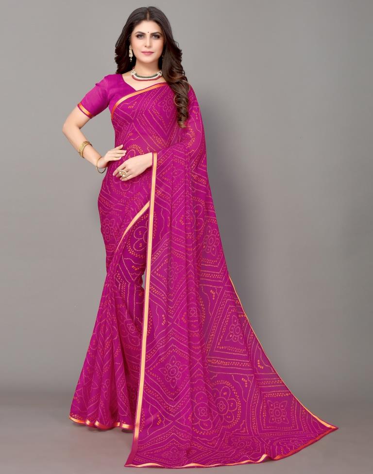 Pink Bandhani Printed Saree | Sudathi
