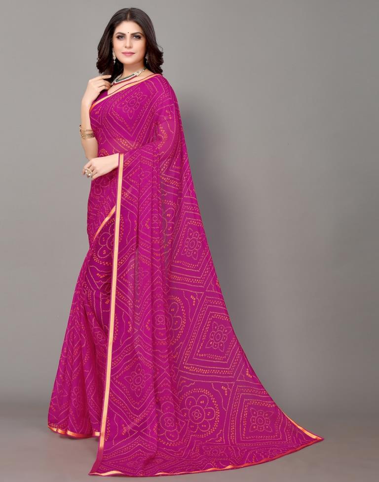 Pink Bandhani Printed Saree | Sudathi